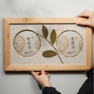 Art of tea used as decoration in tea shop, tea store, tea bar, tea room,double tea cakes 2