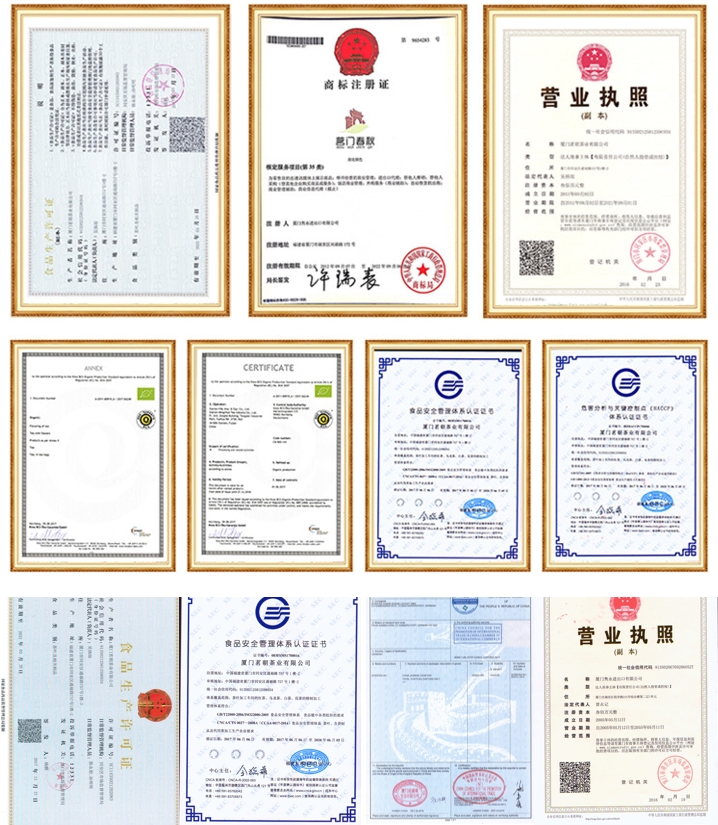 the multiple certifications of Mingchaotea industrial, we are proud to lie in the top of your supplier list