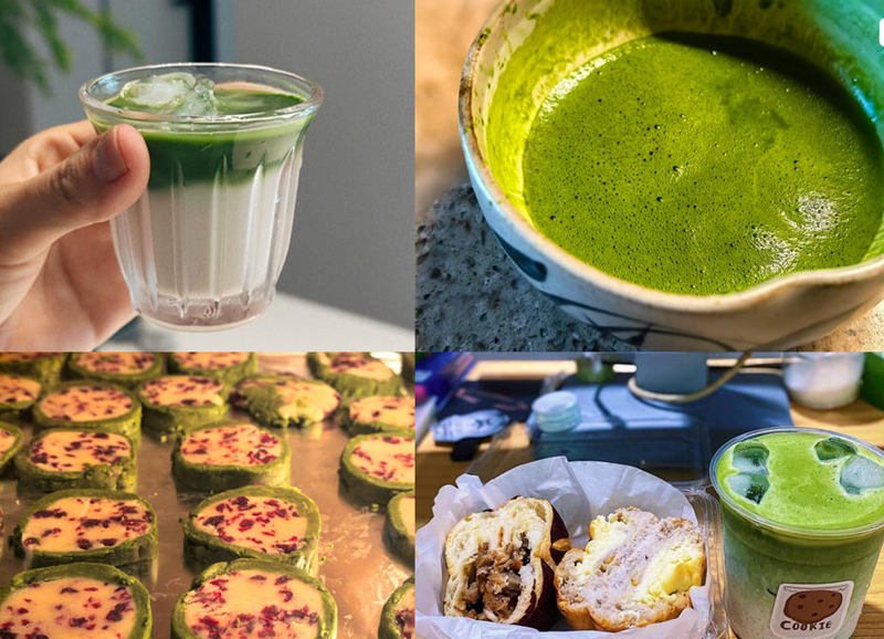 matcha green tea powder appying