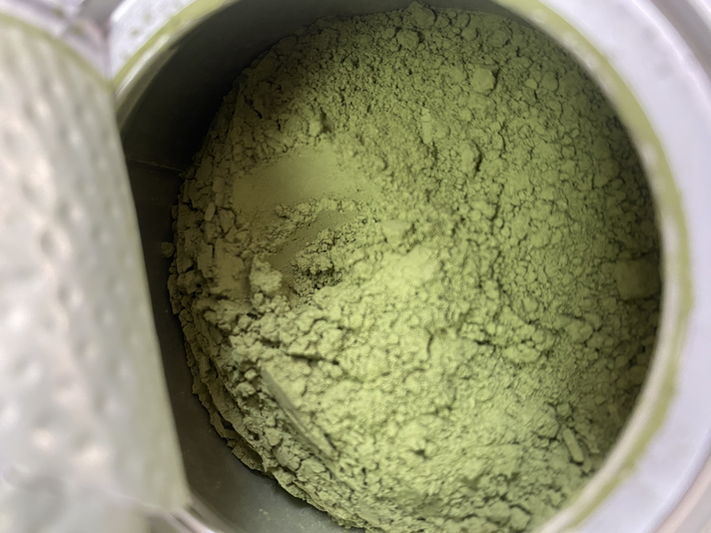 white matcha in tin